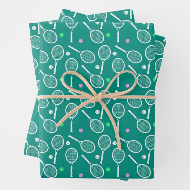 Tennis Racket Pattern Wrapping Paper Sheet (In situ)