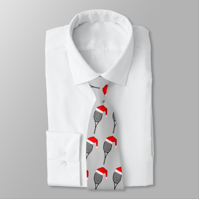 Tennis Racket Santa Hat Tie (Tied)