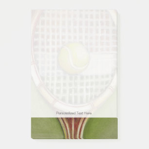 Tennis Racket with Ball Laying on Court Post-it Notes