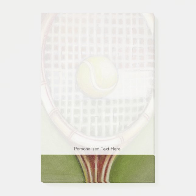 Tennis Racket with Ball Laying on Court Post-it Notes (Front)