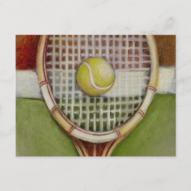 Tennis Racket with Ball Laying on Court Postcard (Front)
