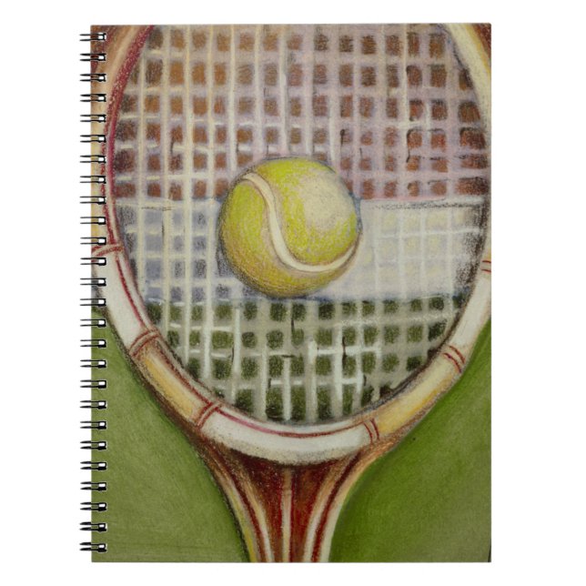 Tennis Racket with Ball Laying on Court Spiral Notebook (Front)