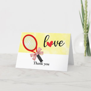 Tennis racket with love  thank you card