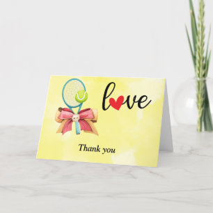 Tennis racket with love thank you card