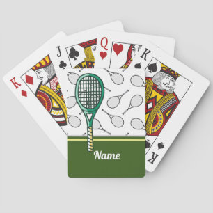 Tennis racket with name playing cards