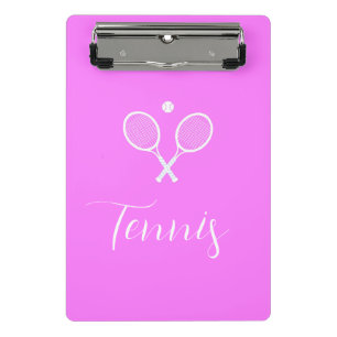 Tennis Rackets and Ball Deep Pink Mini Clipboard