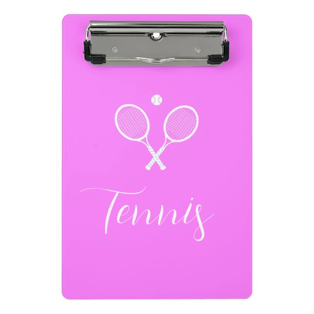 Tennis Rackets and Ball Deep Pink  Mini Clipboard (Front)