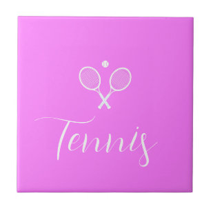 Tennis Rackets and Ball Deep Pink Tile