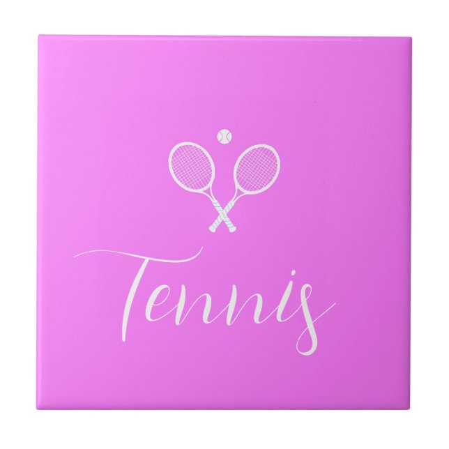 Tennis Rackets and Ball Deep Pink    Tile (Front)