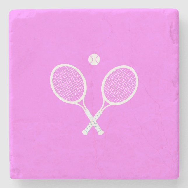 Tennis Rackets and Ball Party Pink   Stone Coaster (Front)