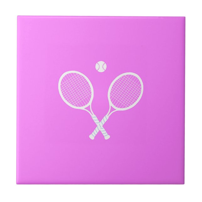 Tennis Rackets and Ball Party Pink   Tile (Front)