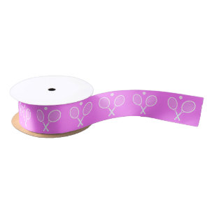 Tennis Rackets and Ball Pink Festive Satin Ribbon