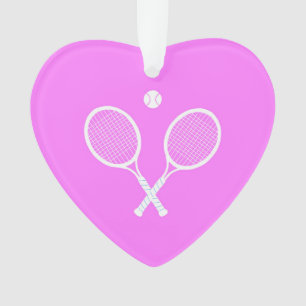 Tennis Rackets and Ball Pink Heart Ornament