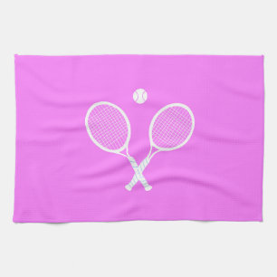 Tennis Rackets and Ball Pink Wellness Tea Towel