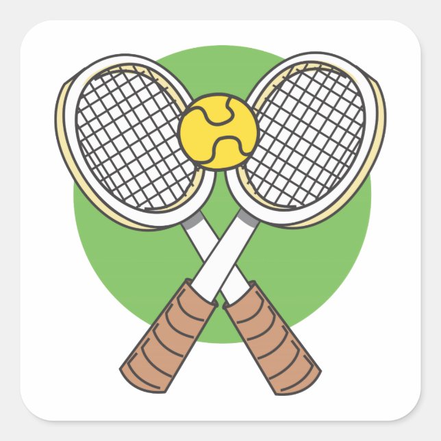 Tennis Rackets and Ball Square Sticker (Front)