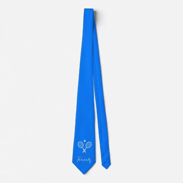 Tennis Rackets and Ball Ultramarine Blue Tie (Front)