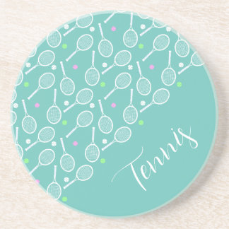Tennis Rackets and Balls Dusty Green Coaster