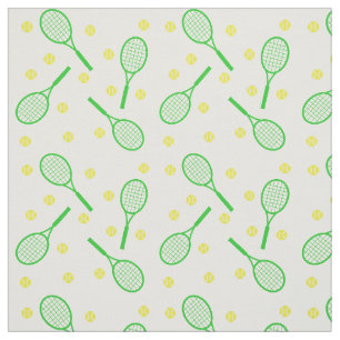 Tennis Rackets and Balls - green and yellow Fabric