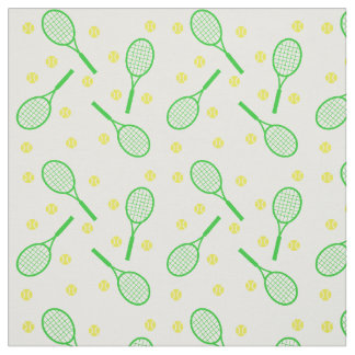 Tennis Rackets and Balls - green and yellow Fabric