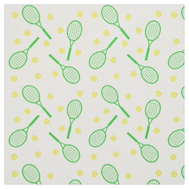 Tennis Rackets and Balls - green and yellow Fabric (Swatch)