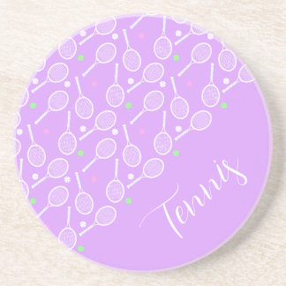 Tennis Rackets and Balls Lilac  Coaster