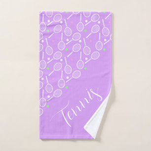 Tennis Rackets and Balls Lilac Hand Towel