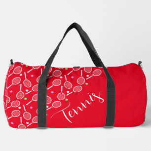 Tennis Rackets and Balls Vivid Red Duffle Bag