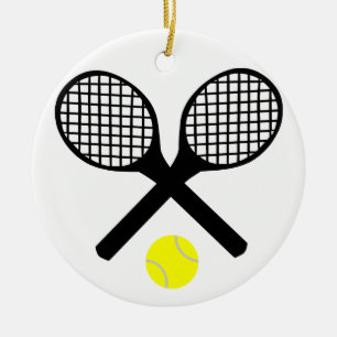 Tennis Rackets and Tennis Ball Ceramic Tree Decoration
