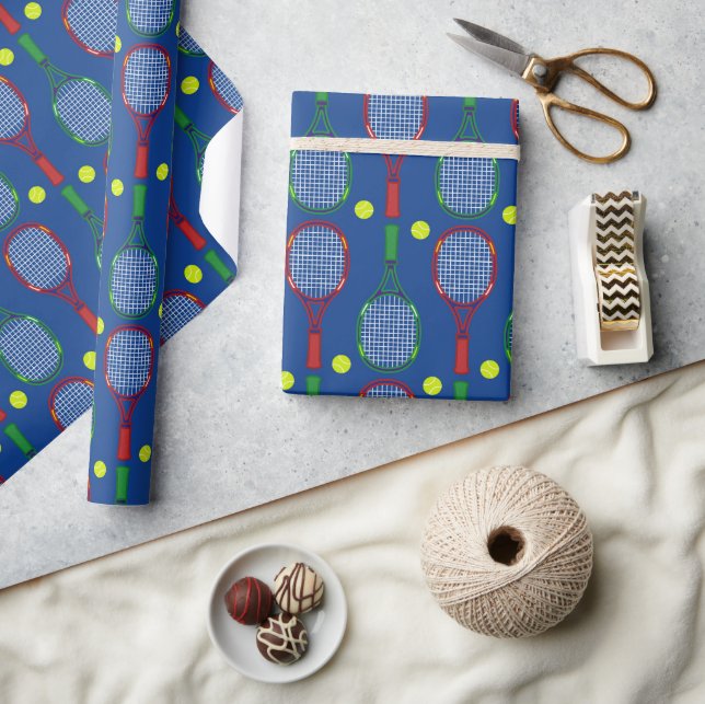 Tennis Rackets & Balls Pattern Wrapping Paper (Crafts)