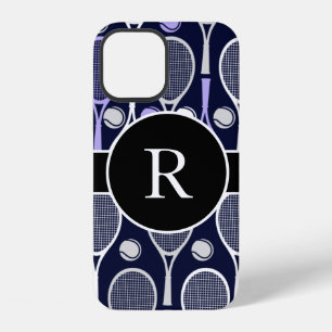 Tennis Rackets & Balls Team Name Monogram Purple iPhone 12 Case