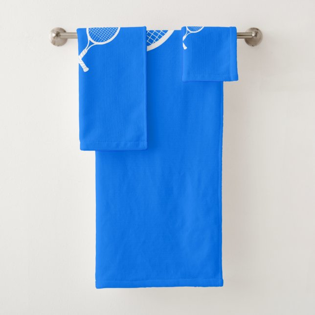 Tennis Rackets Blue Backgroud   Bath Towel Set (Insitu)