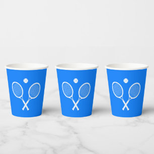Tennis Rackets Blue Backgroud Party Paper Cups