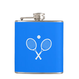 Tennis Rackets Blue Background Hip Flask