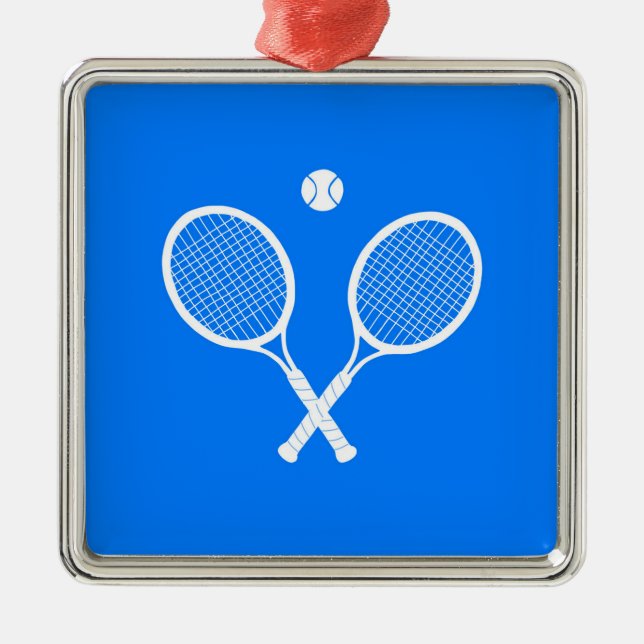 Tennis Rackets Blue Background   Metal Tree Decoration (Front)