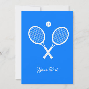 Tennis Rackets Blue Background Party Personalised Invitation