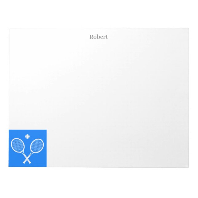 Tennis Rackets Blue Background Personalised Notepad (Front)