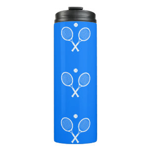 Tennis Rackets Blue Background Thermal Tumbler