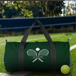 Tennis Rackets & Custom Name Duffle Bag<br><div class="desc">Gear up in style with this personalised tennis duffle bag, designed for athletes who want both function and flair. Featuring a sleek, sporty graphic of crossed rackets and a tennis ball, along with space to customise a name, this bag makes the perfect gift for tennis players of all ages and...</div>