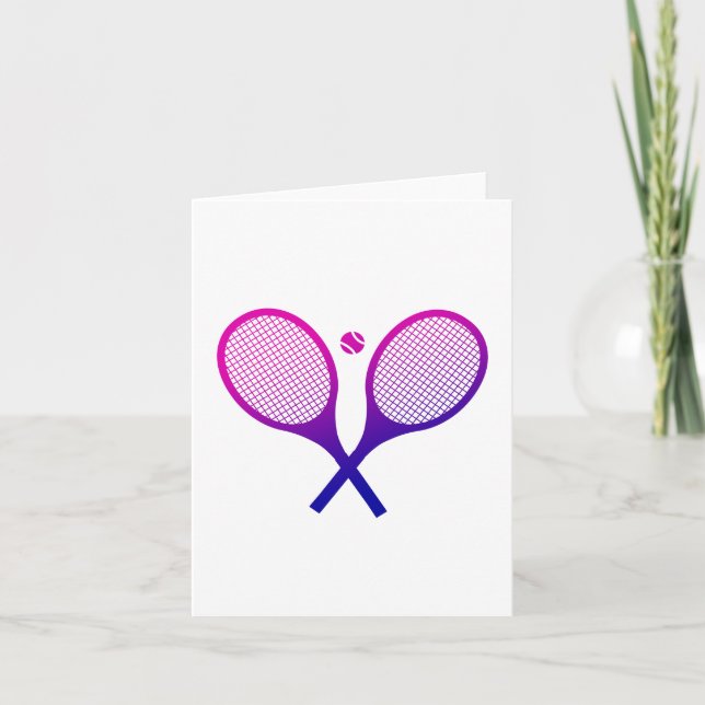 Tennis Rackets Magenta to Purple Ombre  Card (Front)