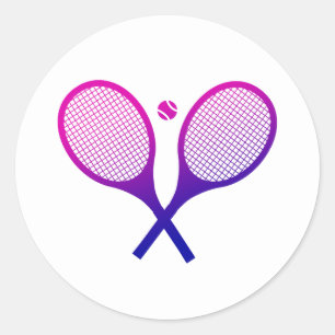 Tennis Rackets Magenta to Purple Ombre  Classic Round Sticker