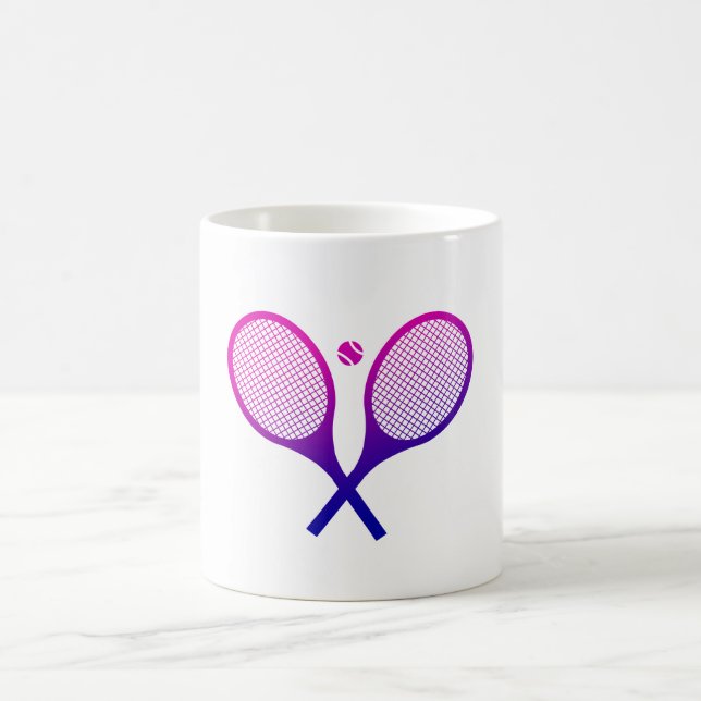 Tennis Rackets Magenta to Purple Ombre   Coffee Mug (Center)