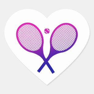 Tennis Rackets Magenta to Purple Ombre Heart Sticker