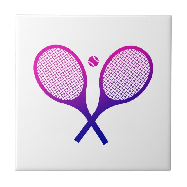 Tennis Rackets Magenta to Purple Ombre   Tile (Front)