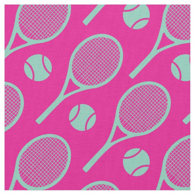 💗🤩🎾Tennis rackets on pink background - new Fabric (Close Up)