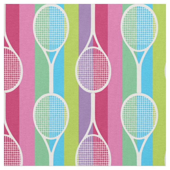 Tennis rackets on stripy background fabric (Close Up)