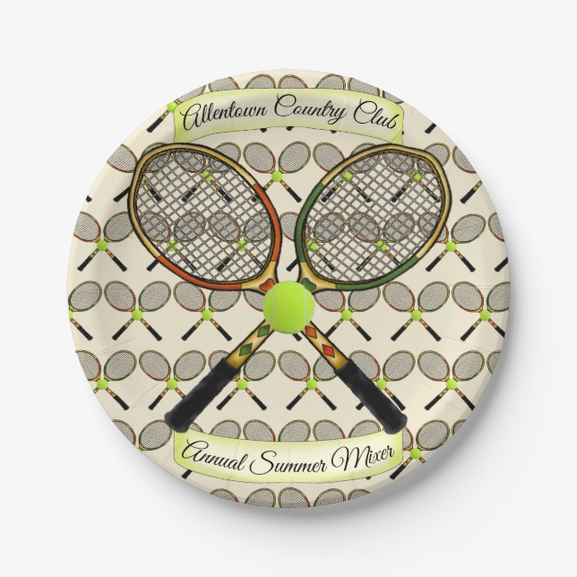 Tennis Rackets Paper Plates (Front)