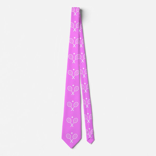 Tennis Rackets Party Deep Pink  Tie (Front)