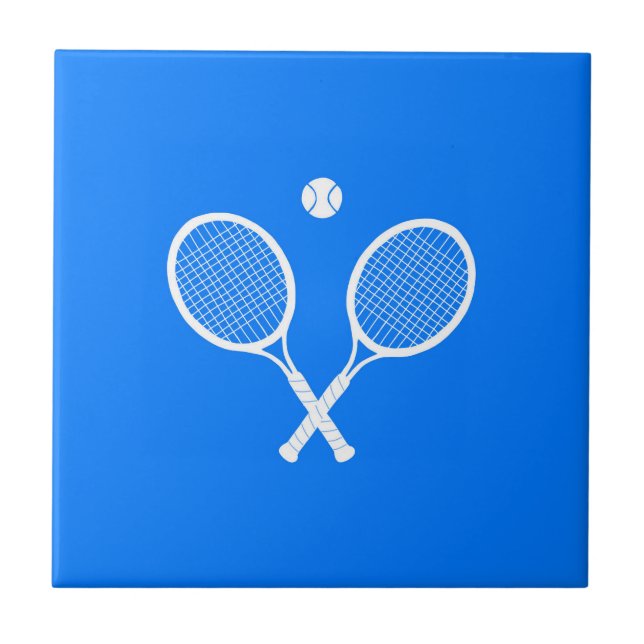 Tennis Rackets with Ball on Blue Background   Tile (Front)