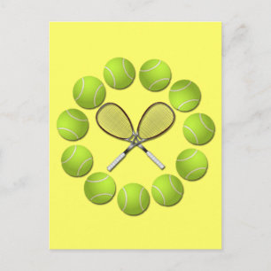 TENNIS RACQUET AND BALLS POSTCARD