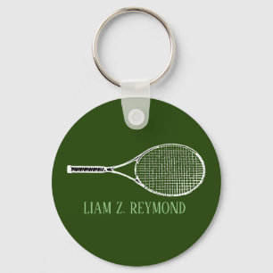 Tennis Racquet Green Key Ring